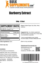 Label for Barberry Extract