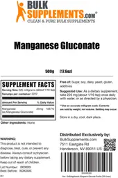 Label for Manganese Gluconate