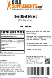 Label for Beet Root Extract (3% Betaine)