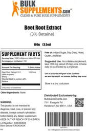 Label for Beet Root Extract (3% Betaine)