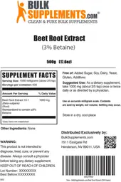 Label for Beet Root Extract (3% Betaine)
