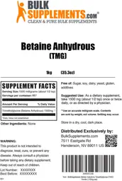 Label for Betaine Anhydrous (TMG)