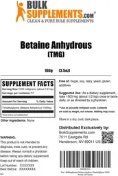 Label for Betaine Anhydrous (TMG)