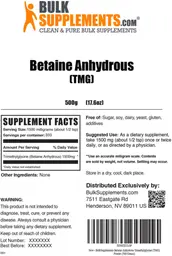 Label for Betaine Anhydrous (TMG)