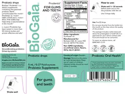 Label for Prodentis Probiotic Drops