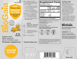 Label for Baby Protectis Drops Immune Active