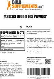 Label for Matcha Green Tea Powder