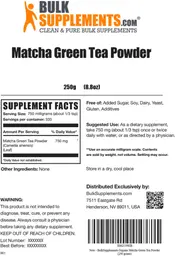 Label for Matcha Green Tea Powder