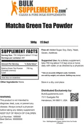 Label for Matcha Green Tea Powder