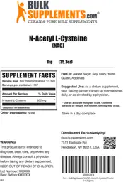 Label for N-Acetyl L-Cysteine (NAC)