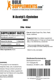 Label for N-Acetyl L-Cysteine (NAC)