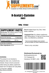 Label for N-Acetyl L-Cysteine (NAC)