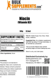 Label for Niacin (Vitamin B3)