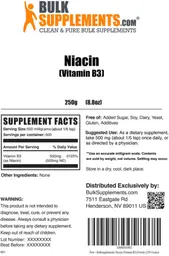 Label for Niacin (Vitamin B3)