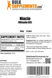 Label for Niacin (Vitamin B3)
