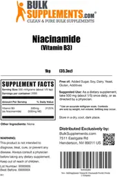 Label for Niacinamide (Vitamin B3)