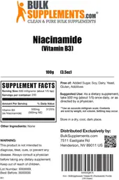 Label for Niacinamide (Vitamin B3)