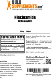 Label for Niacinamide (Vitamin B3)