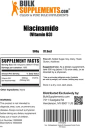 Label for Niacinamide (Vitamin B3)