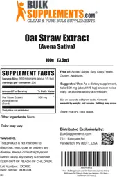 Label for Oat Straw Extract (Avena Sativa)