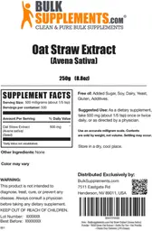 Label for Oat Straw Extract (Avena Sativa)