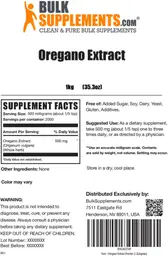 Label for Oregano Extract