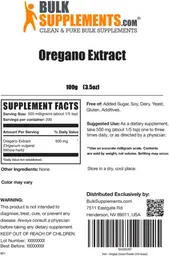 Label for Oregano Extract