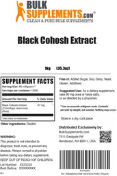 Label for Black Cohosh Extract