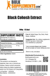 Label for Black Cohosh Extract