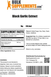 Label for Black Garlic Extract