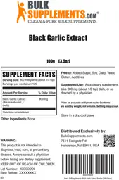 Label for Black Garlic Extract
