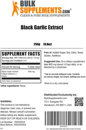 Label for Black Garlic Extract