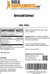 Label for Broccoli Extract