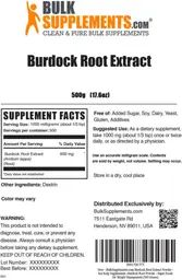 Label for Burdock Root Extract