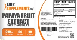 Label for Papaya Fruit Extract Veg Capsules 1000 mg