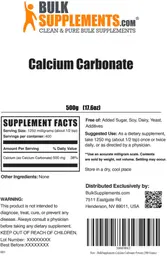 Label for Calcium Carbonate