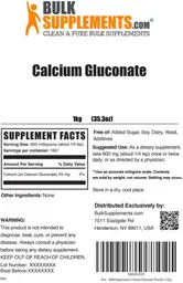 Label for Calcium Gluconate