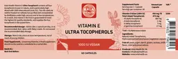 Label for Vitamin E Ultra Tocopherols 1000 IU Vegan