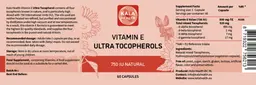 Label for Vitamin E Ultra Tocopherols 750 IU Natural