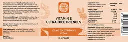 Label for Vitamin E Ultra Tocotrienols 200 mg Vegan