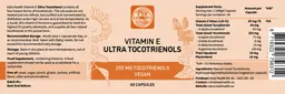 Label for Vitamin E Ultra Tocotrienols 200 mg Vegan