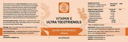 Label for Vitamin E Ultra Tocotrienols 200 mg Vegan No Tocopherols