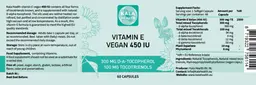 Label for Vitamin E Vegan 450 IU