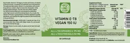 Label for Vitamin E-T8 Vegan 150 IU