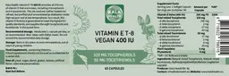 Label for Vitamin E-T8 Vegan 400 IU