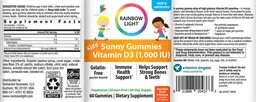 Label for Kid's Sunny Gummies Vitamin D3 (1,000 IU)