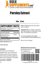 Label for Parsley Extract