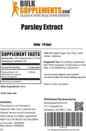 Label for Parsley Extract