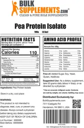 Label for Pea Protein Isolate