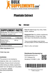 Label for Plantain Extract